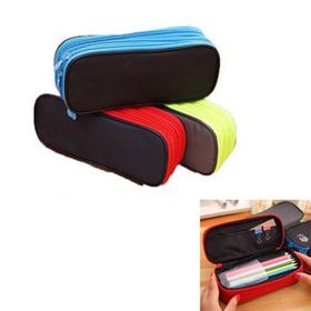 Custom Zippered Large Pencil Case with 3 Sorted Layers, 7 7/8" L x 2" W x 3 1/8" H