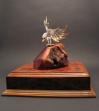 Custom 116-11001  - Eagle's Astuteness Award on Manzanita Wood Base on Authentic Burlwood Base with thick Brass Honorific Plate