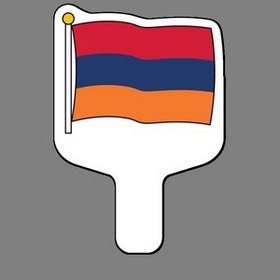 Custom Hand Held Fan W/ Full Color Flag of Armenia, 7 1/2" W x 11" H