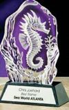 Custom Hand Caste Crystal Seahorse Figurine Award