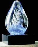 Custom Sky Blue Spiral Hand Blown Glass Award (3