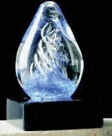 Custom Sky Blue Spiral Hand Blown Glass Award (3")