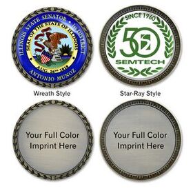 Custom Die Cast "Speed" Challenge Coin with Full Color Imprint