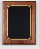Blank American Walnut Plaque w/ Black Brass Plate & 4 Square Corners