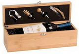 Custom Bamboo Single Wine Box with Tools, 14 1/4