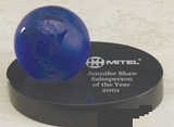 Custom Glass Clear World Globe Award w/ Marble Base (4