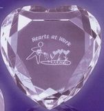 Custom Pink Optical Crystal Faceted Heart Paperweight, 3