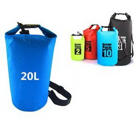 Custom 20L Lightweight Waterproof Dry Bag with Shoulder Strap, 9 13/16" L x 23 5/8" W