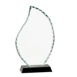 Custom Flame Shaped Facet Glass Award w/ Black Base (8 1/2