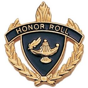 Blank Fully Modeled Epoxy Enameled Scholastic Award Pins (Honor Roll), 7/8" L