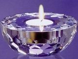 Custom Optical Crystal Faceted Candle Holder, 4 1/4