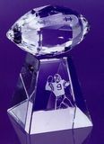 Custom Medium Optical Crystal Faceted Football Award w/ Tall Base, 4