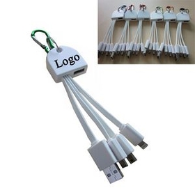 Custom Newest 4 In 1 USB Scalable Cable with Carabiners, 5.3" L