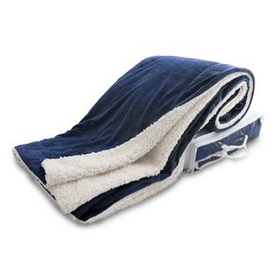 Blank Micro Mink Sherpa Blanket - Navy Blue (Overseas), 50" W X 60" L
