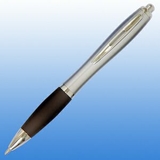 Custom Plastic Curve Pen - Silver with Silver Trim(screened), 5 1/2