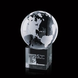 Custom Optical Globe On Cube Crystal Award (3 1/2