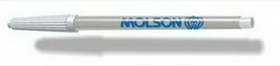 Custom Imprinted White Barrel Damp-Erase Pen with Non-Toxic Black Ink, 0.375" Diameter x 6" L x 0.375" Thick