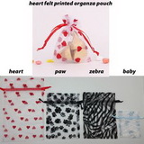 Custom Felt Printed Organza Pouch (Heart Design), 5