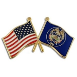 Blank Utah & Usa Crossed Flag Pin, 1 1/8