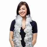 Blank 6' White Feather Boa With Silver Tinsel