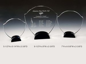 Custom Stately Optical Crystal Award Trophy., 5.5" L x 5.25" W x 2.375" H