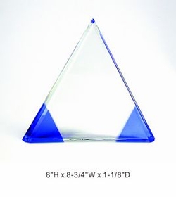 Custom Triangle Optical Crystal Award Trophy., 8" L x 8.75" W x 1.125" H