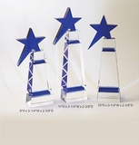 Custom Blue Star tower Optical Crystal Award Trophy., 9