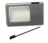 Custom LED Credit Card Sized Magnifier with Stylus Pen