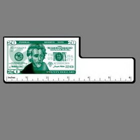 6" Ruler W/ Full Color 20 Dollar Bill (Face Up)
