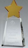 Custom Small Golden Star Crystal Award w/ Clear Base, 3 1/2