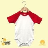 Custom The Laughing Giraffe Short Sleeve Cotton baby Raglan - Red