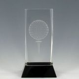 Custom Optical Crystal Golf Ball & Tee Award, 4 3/4
