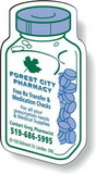 Custom Stock Medicine Bottle Magnet .020, Screen-printed White Matte Vinyl Topcoat, 1.66