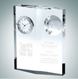 Custom Globe Optical Crystal Clock, 6 1/2