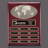 Custom Rosewood Vertical World Perpetual Plaque w/ 12 Plates, 9