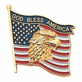 Blank Military Award Lapel Pins (Eagle & American Flag/God Bless America), 7/8" W