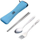 Custom 3 Pieces Travel Cutlery Set With Neoprene Pouch