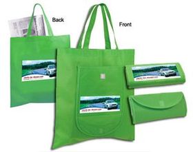 Custom Non-Woven Fold 'n Go Tote Bag w/ 15 1/2" Straps - Full Color Digital