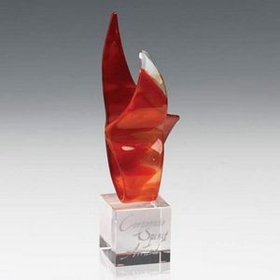 Custom Amber Blaze Art Glass Award (10" High)