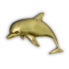 Blank Animal Pin - Dolphin, Antique Gold, 1" W X 5/8" H