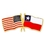 Blank Usa & Chile Flag Pin, 1 1/8" W X 1/2" H, Price/piece