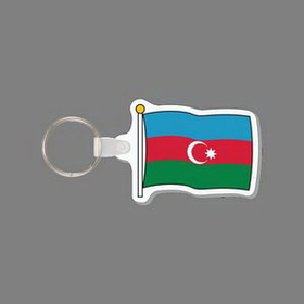 Key Ring & Full Color Punch Tag W/ Tab - Flag of Azerbaijan