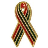 Custom African American AIDS Awareness Ribbon Lapel Pin, 1 1/4