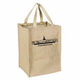 Custom Eco Green Natural Jute / Burlap Grocery Bag w/Cotton Web Handles