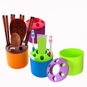 Custom Multi-Function Toothbrush Holder, 3 1/2" Diameter x 4" H