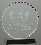 Custom Round Facet Glass Award on Black Base (7