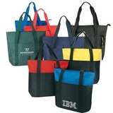 Custom Large Travel Poly Tote Bag with Top Zipper & Multi Pockets