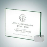 Custom Achievement Jade Glass Award Plaque w/Chrome Rectangle (4