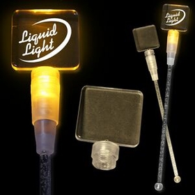 Custom 9" Amber Yellow Square Light-Up Cocktail Stirrers