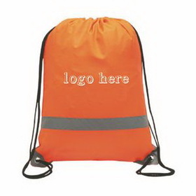 Custom Reflective drawstring bag, 13 3/4" L x 16 1/2" W